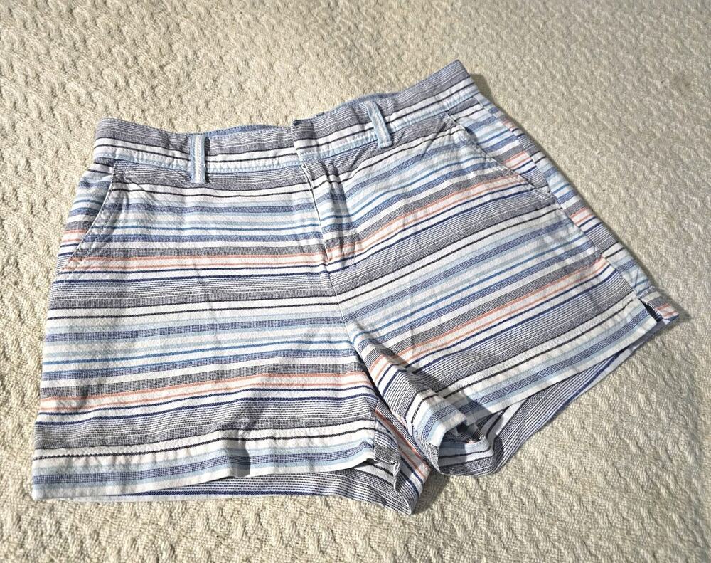 Gap Womens Striped Chino Shorts Size 00 Multicolor light Cotton Pockets Zip
